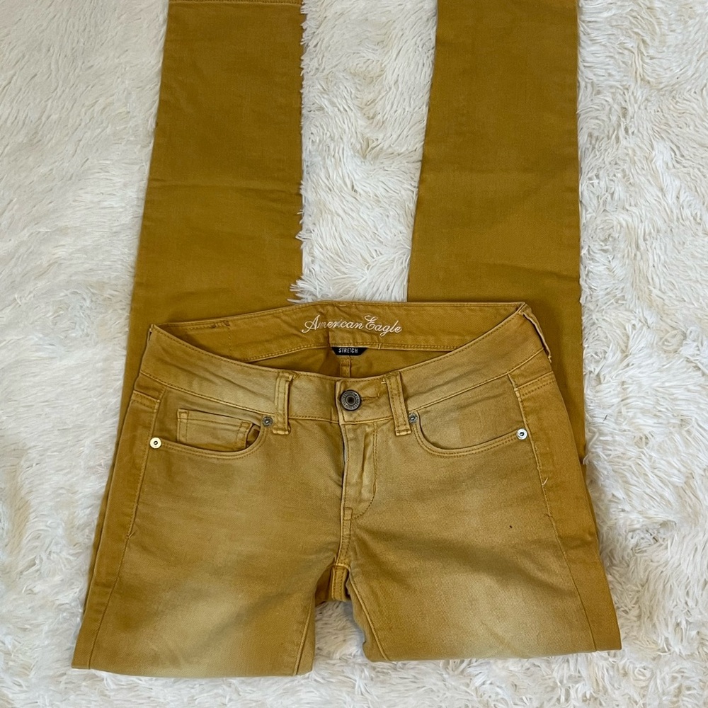 American Eagle Skinny Jeans Mustard Yellow Size 0 Stretch